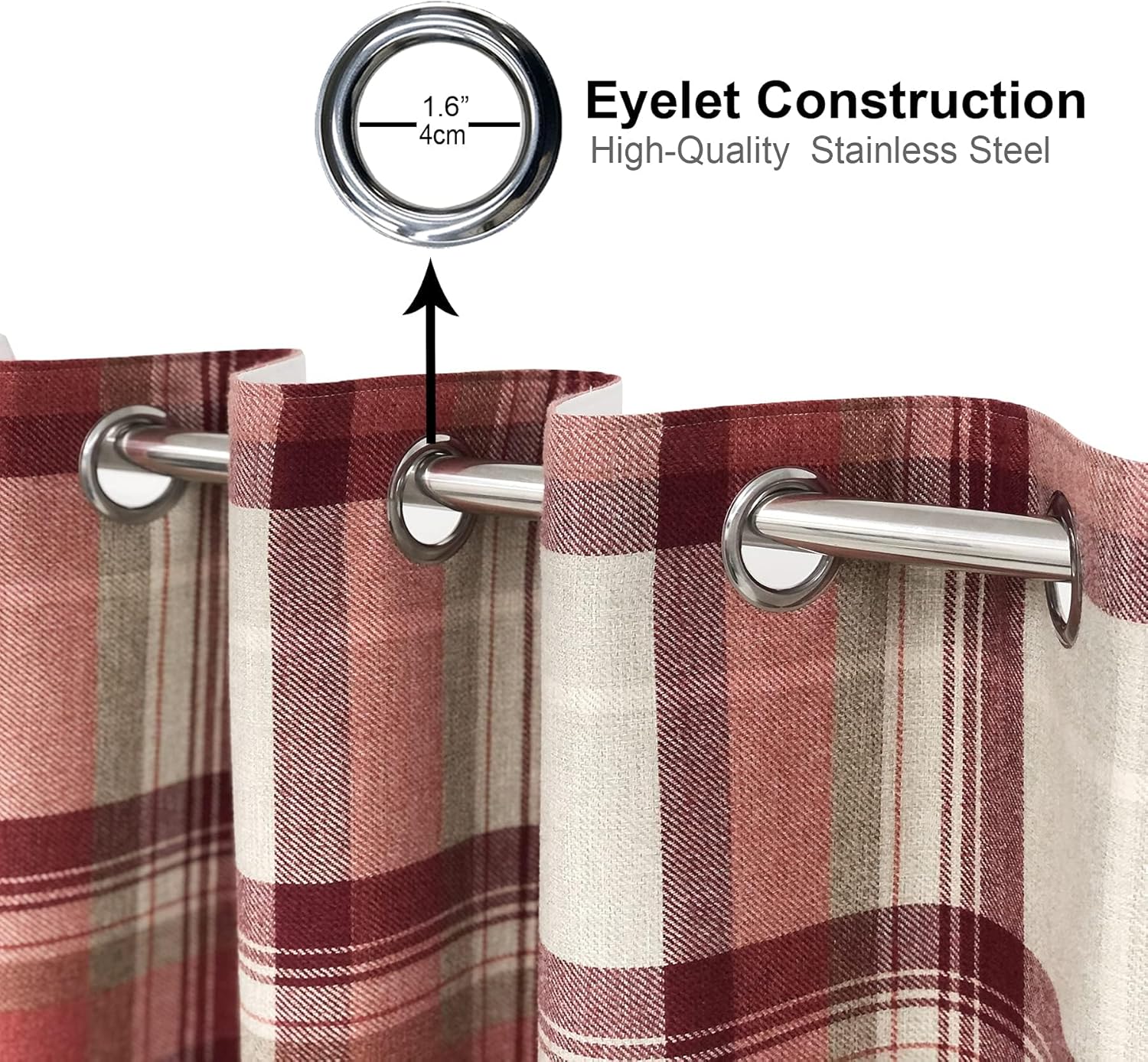 Always4u Tende Oscuranti a Quadretti 140x245 cm, Rosso - immagine 5