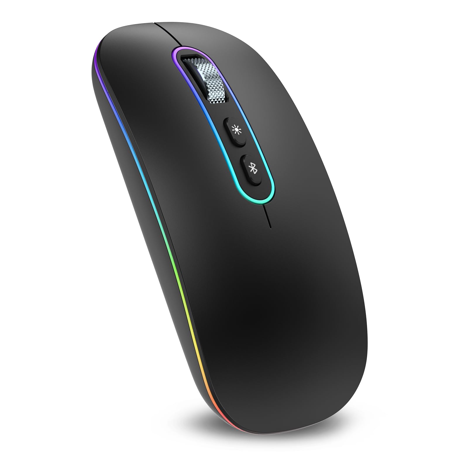 Cimetech Mouse Wireless Ricaricabile 2.4G e Bluetooth, Nero