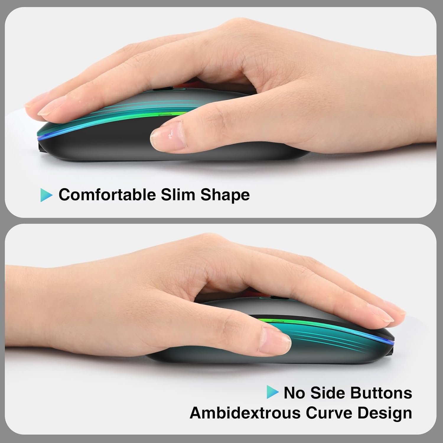 Cimetech Mouse Wireless Ricaricabile 2.4G e Bluetooth, Nero - immagine 5