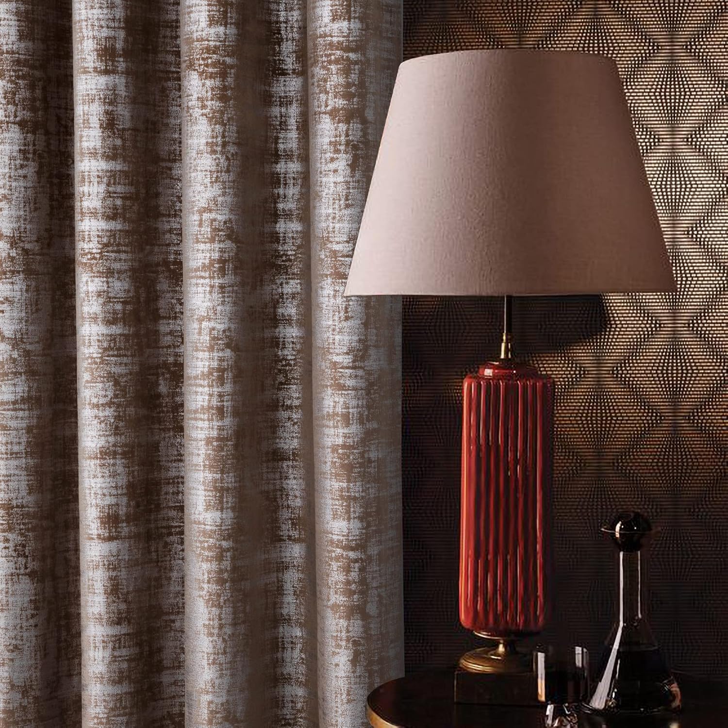 Always4u Tende Oscuranti Velluto Argentato, Marrone Moka - immagine 2