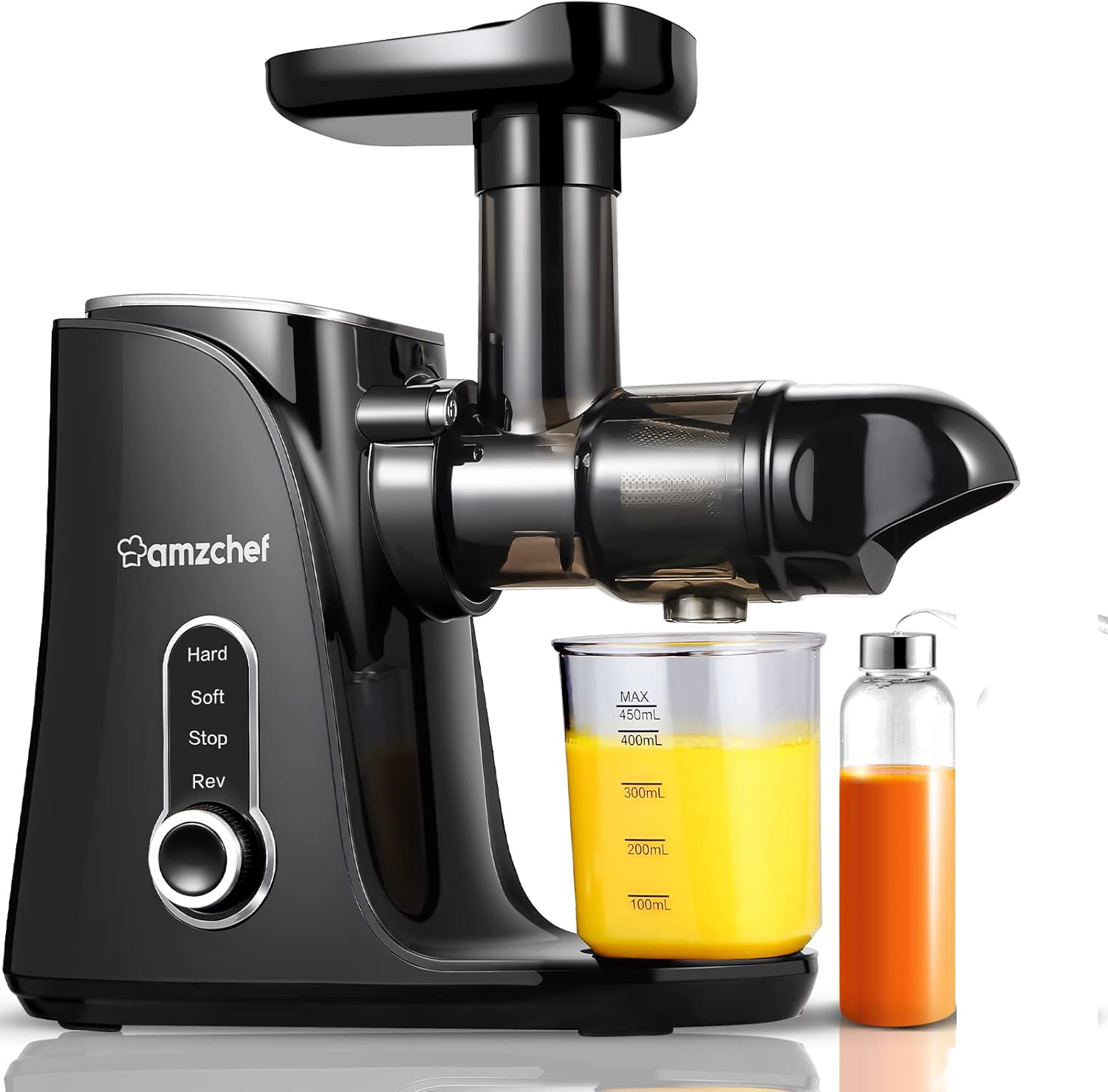 Amzchef Spremiagrumi Frutta e Verdura - Slow Juicer Nero