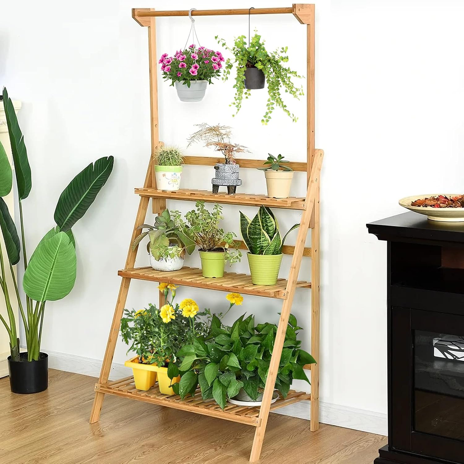 Greensen Porta Piante da Interno a Scala in Legno - immagine 2
