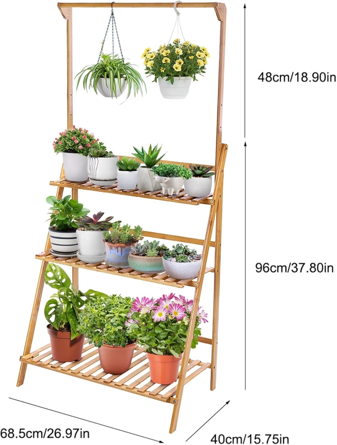 Greensen Porta Piante da Interno a Scala in Legno - immagine 3