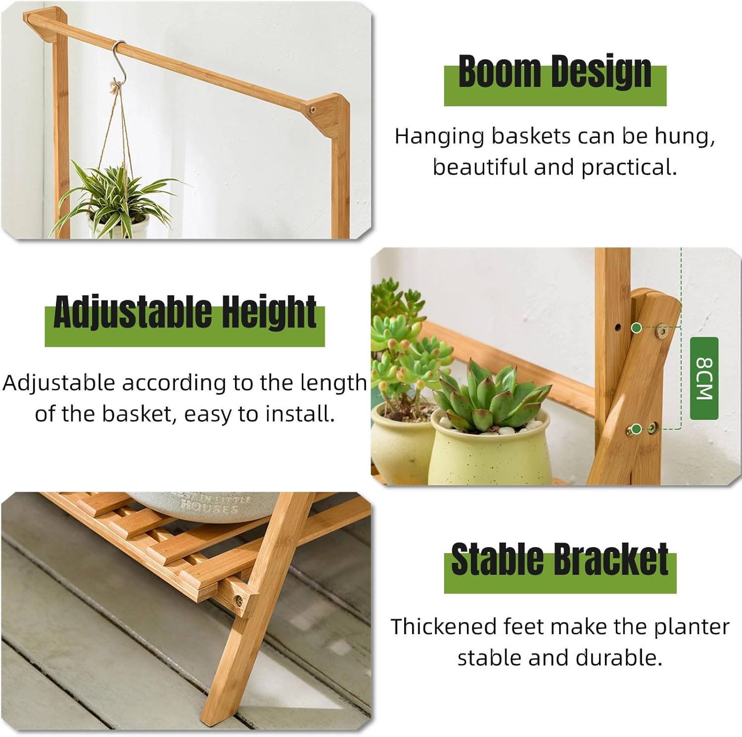 Greensen Porta Piante da Interno a Scala in Legno - immagine 4