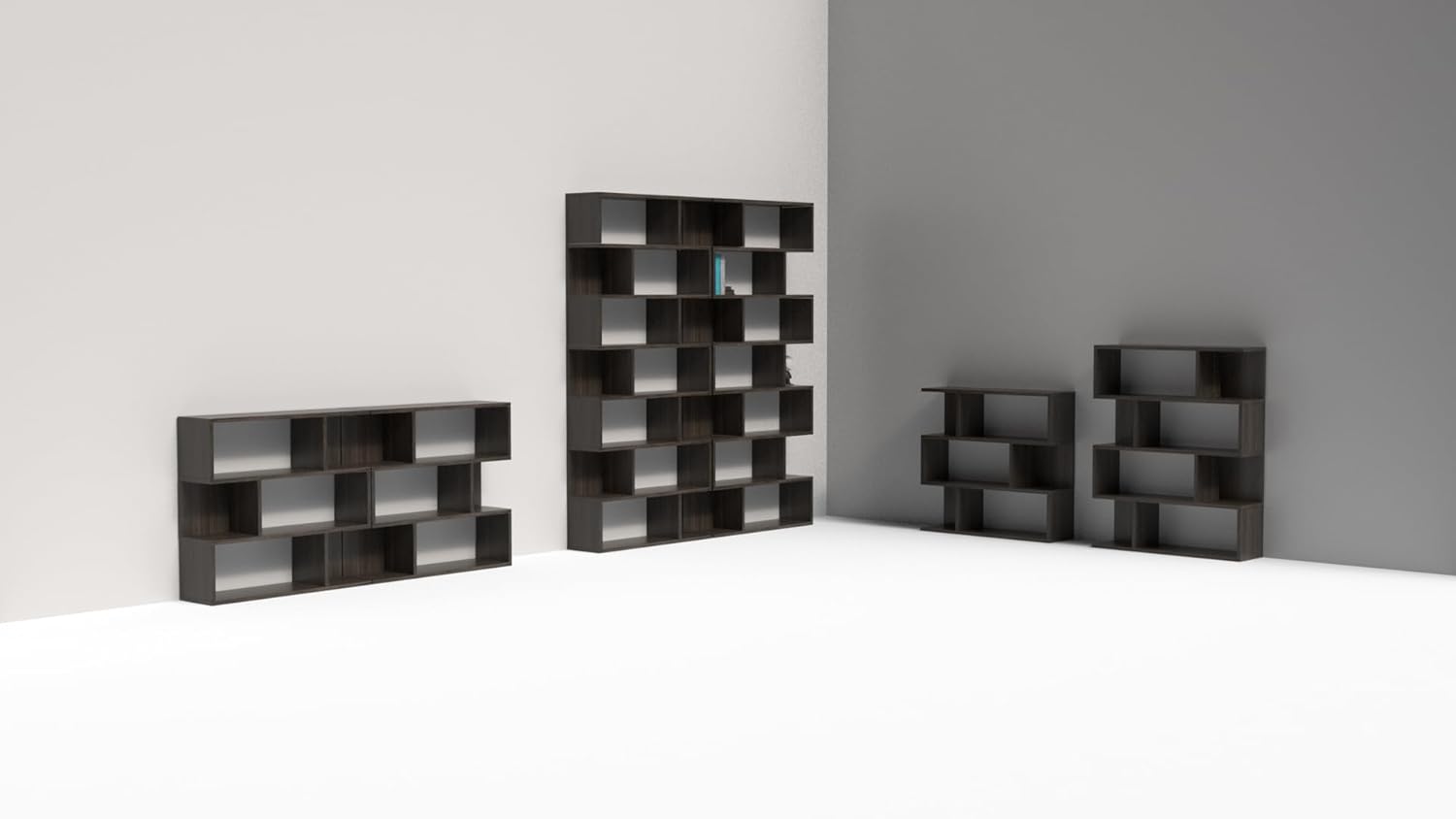 Mama Store Libreria Divisorio Modulare 3 Ripiani, Olmo Caffè - immagine 2