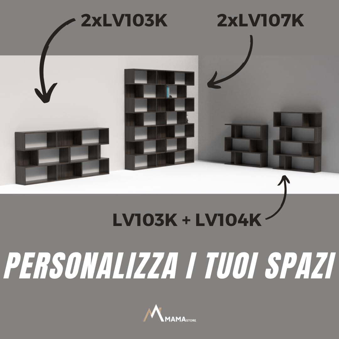Mama Store Libreria Divisorio Modulare 3 Ripiani, Olmo Caffè - immagine 6