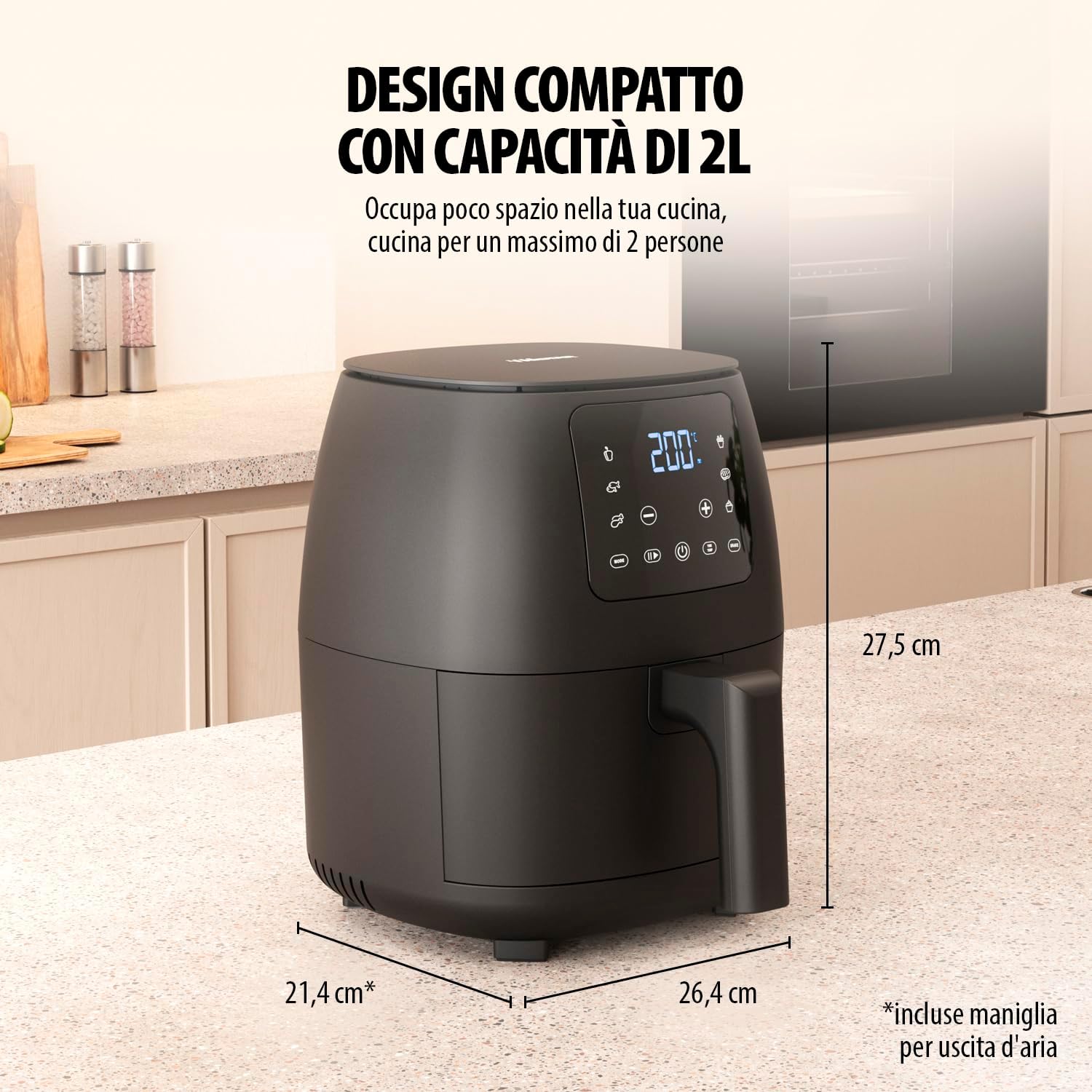 Tristar Friggitrice ad Aria Digitale Mini 2L 1500W - immagine 3
