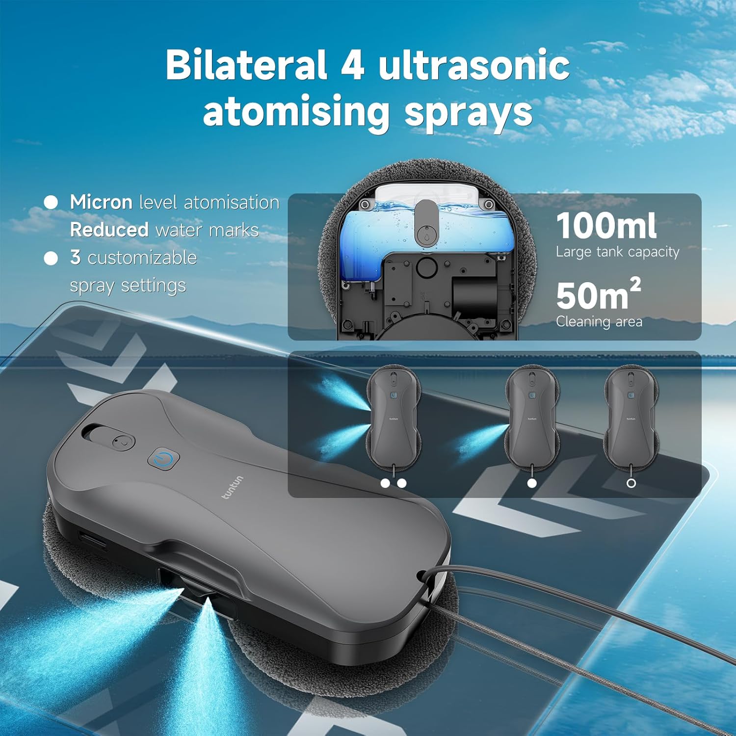 tuntun W12pro Robot Lavavetri Finestre - immagine 4