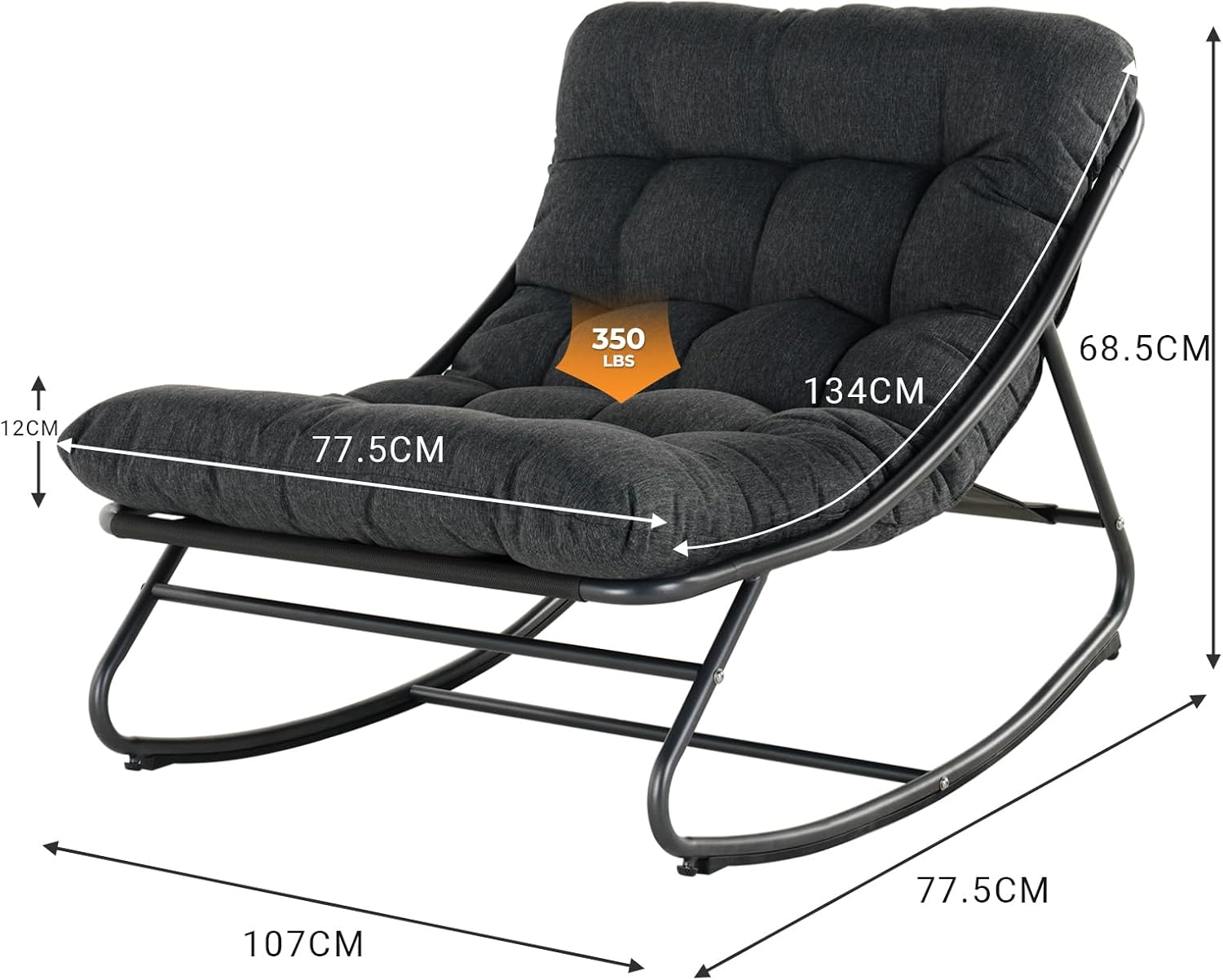 Grand Patio Sedia a Dondolo da Esterno, Bianca - immagine 2