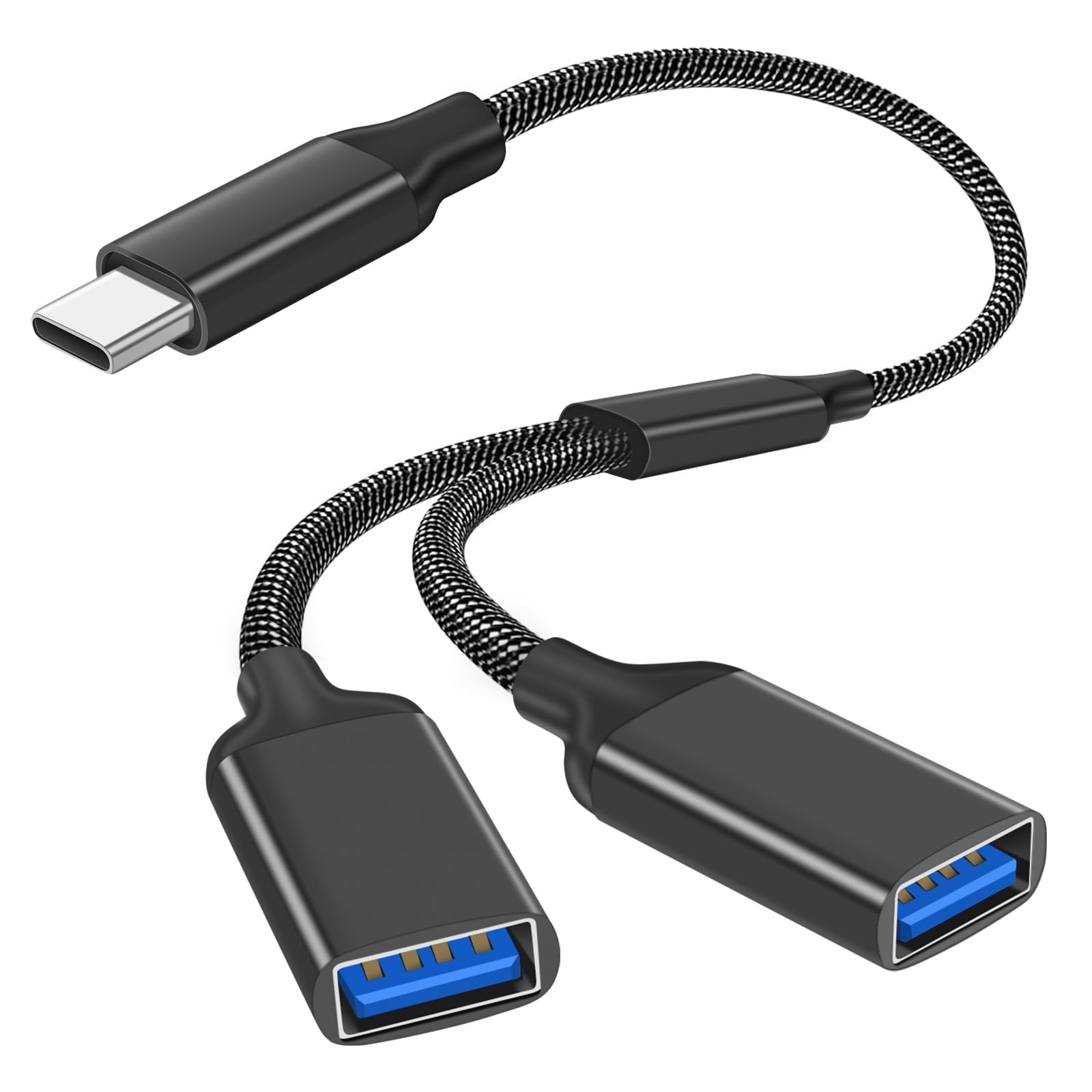 Axfee Splitter Sdoppiatore USB Y Tipo C a USB 2.0, Nero