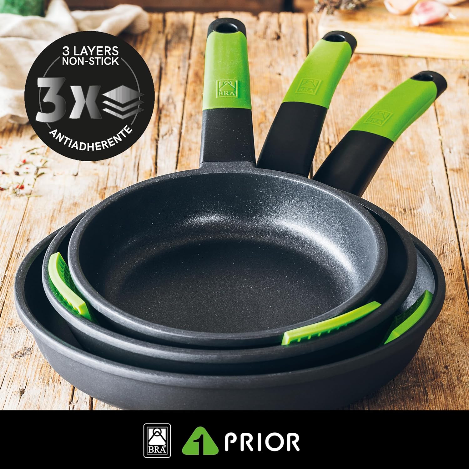 Bra Prior - Set 3 Padelle Alluminio Pressofuso 20-24-28 cm - immagine 3