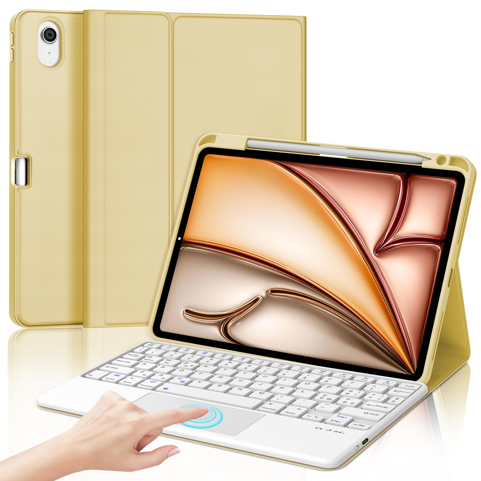 Iveoppe Tastiera iPad Air 11 con Touchpad, Giallo Chiaro