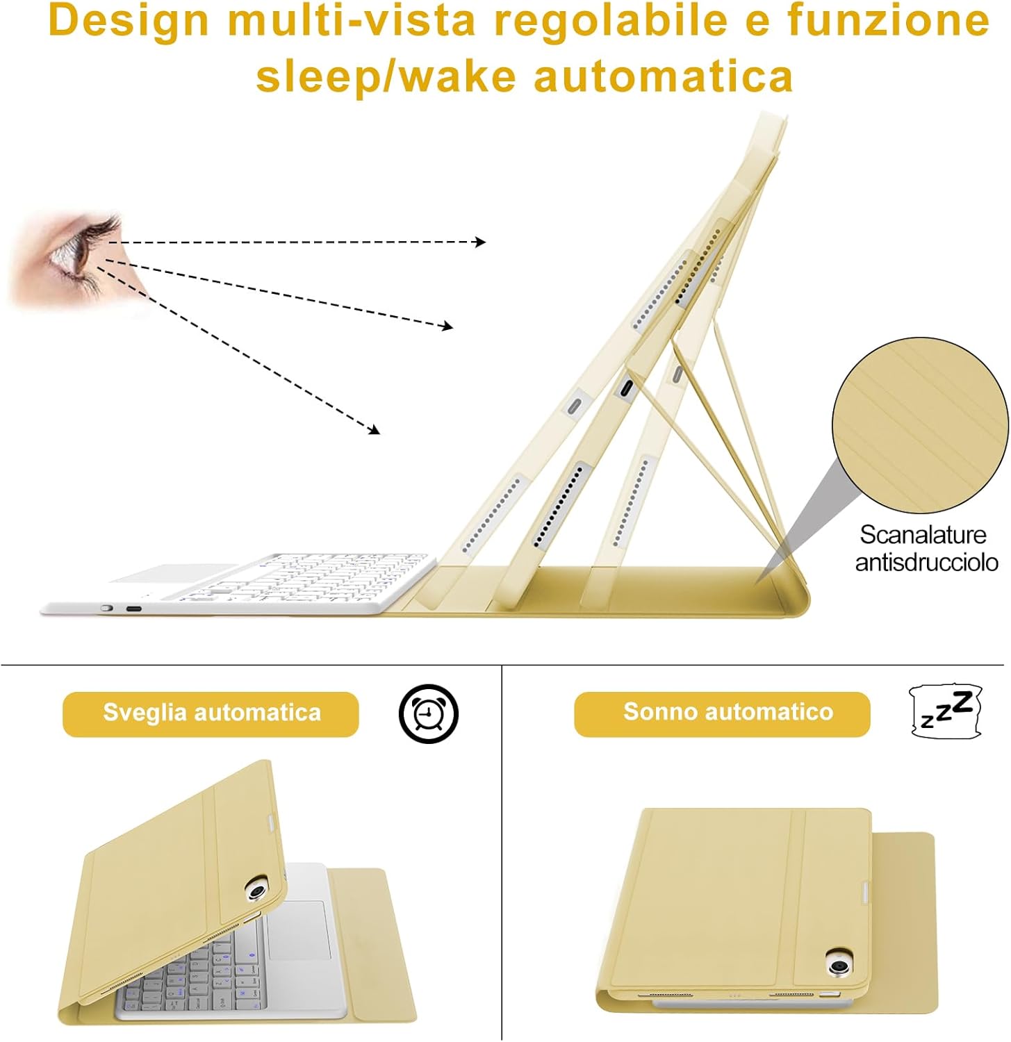 Iveoppe Tastiera iPad Air 11 con Touchpad, Giallo Chiaro - immagine 5