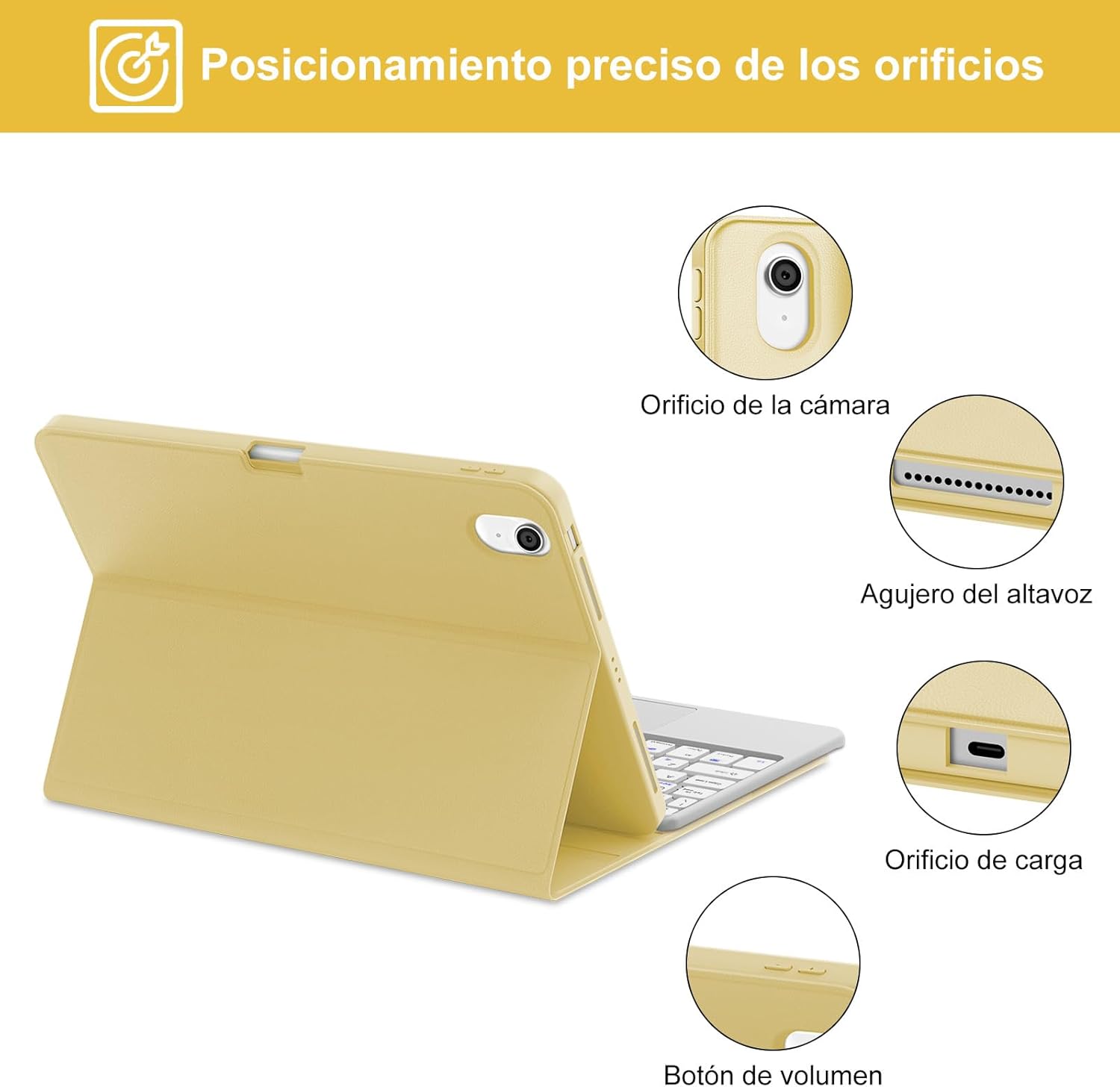 Iveoppe Tastiera iPad Air 11 con Touchpad, Giallo Chiaro - immagine 6