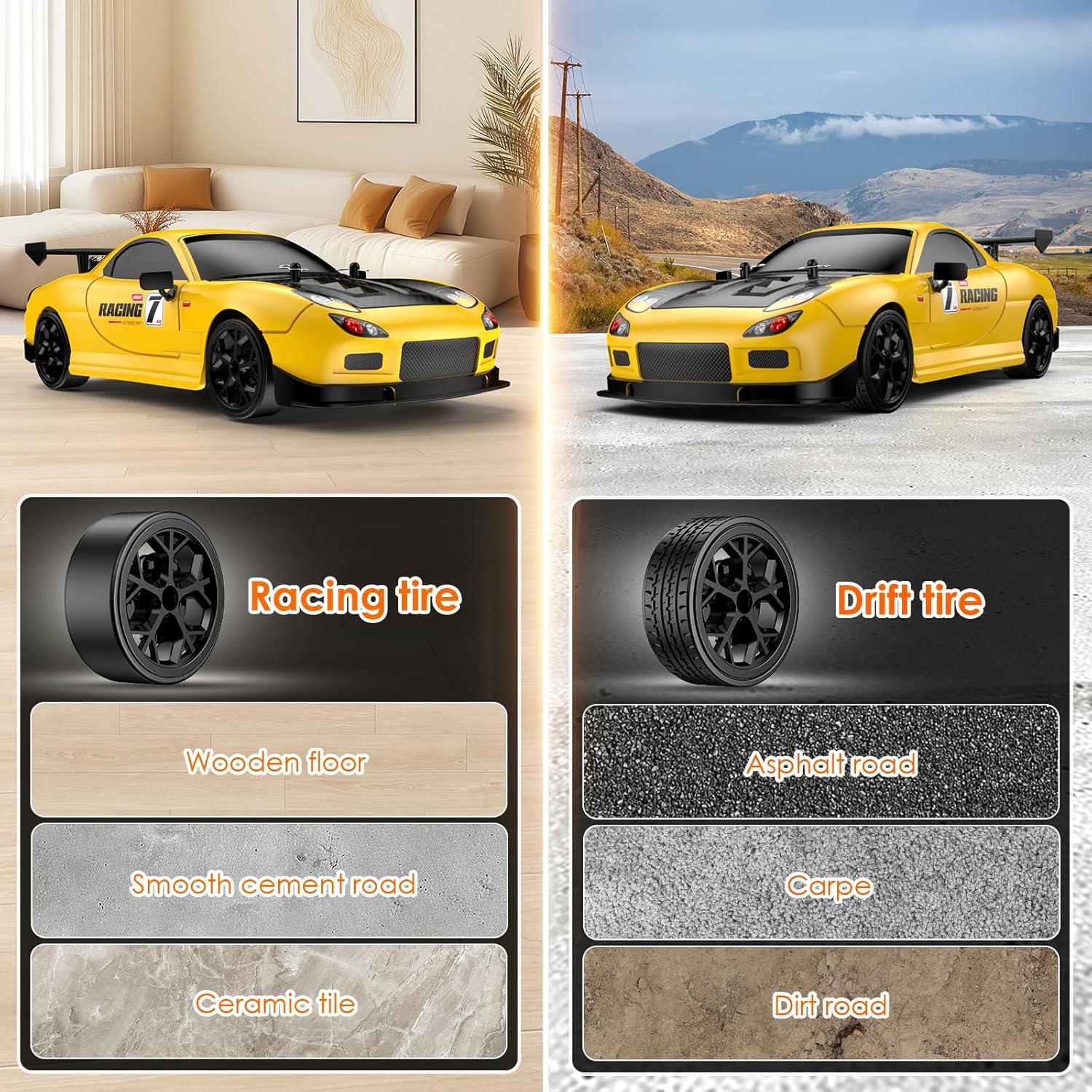 Auto RC Drift 1:14 4WD con Telecomando 2.4GHz - immagine 5