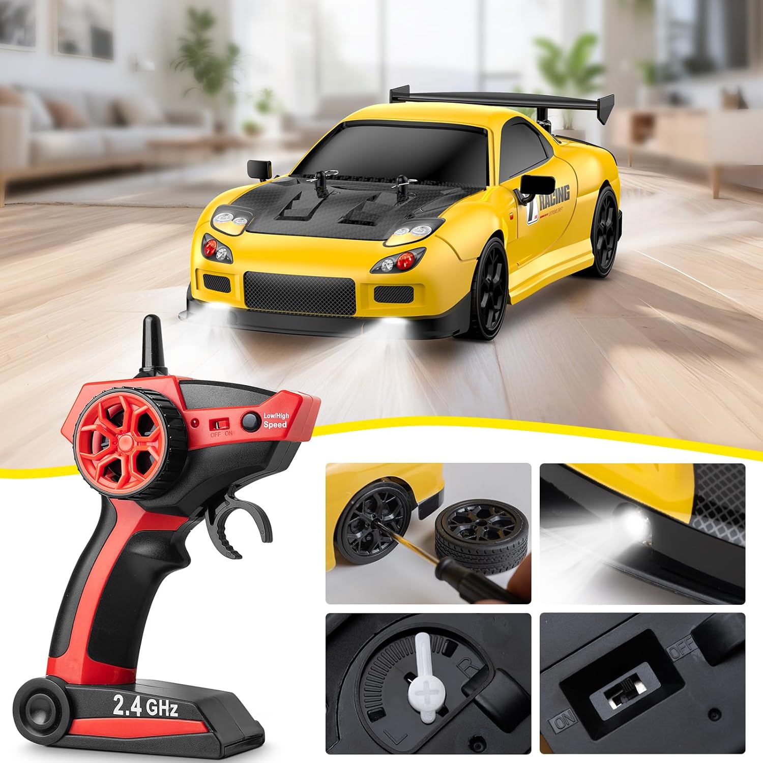 Auto RC Drift 1:14 4WD con Telecomando 2.4GHz - immagine 6