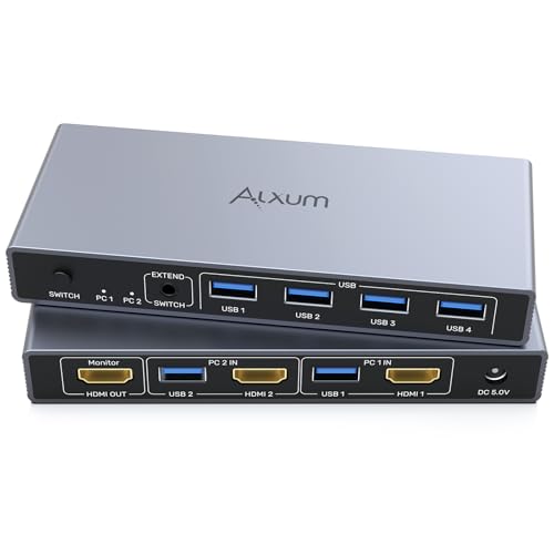 Alxum USB HDMI 2 PC KVM Switch 4K60HZ