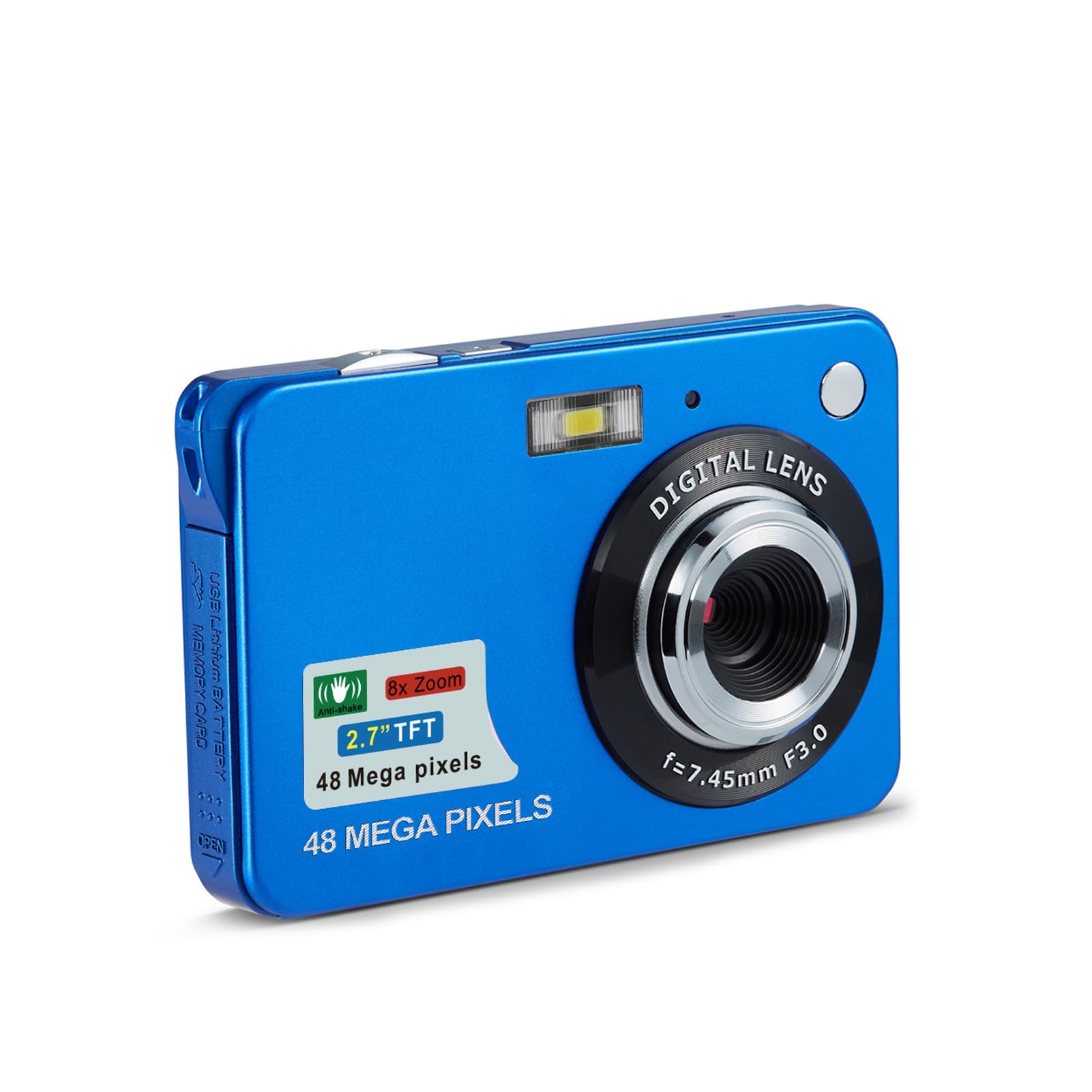 Fotocamera Digitale 4K 44MP con Schermo LCD 2,7”, Blu