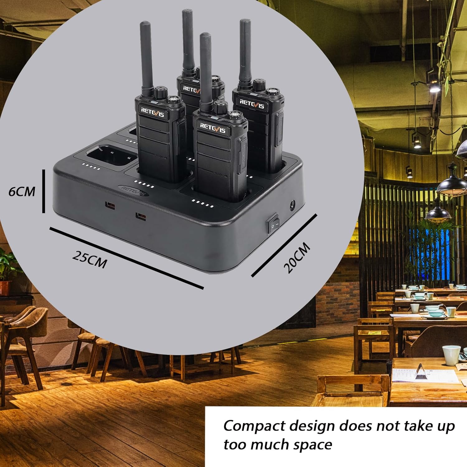 Retevis Walkie Talkie RB626 RB637 - Caricatore a 6 Vie - immagine 6
