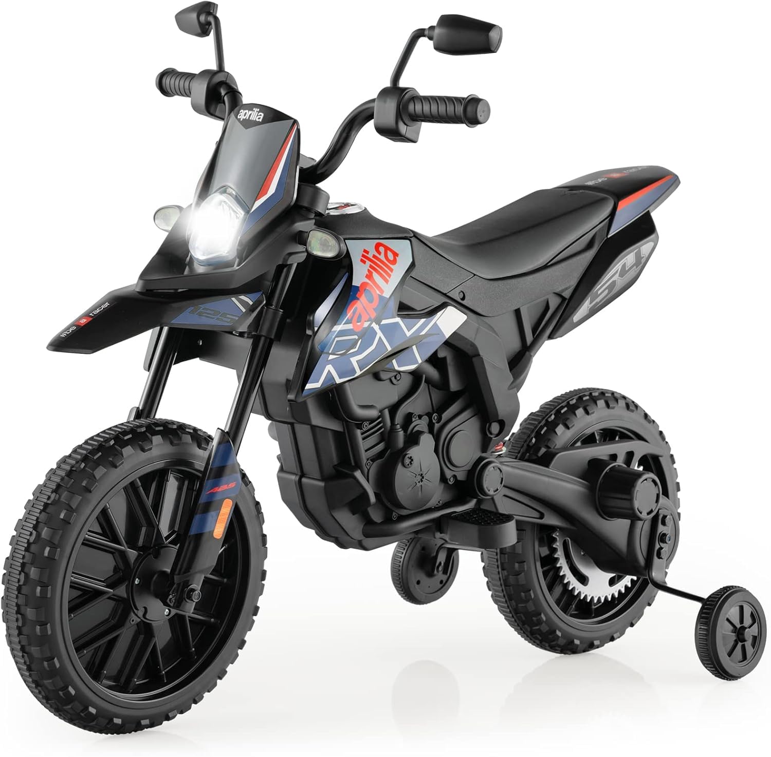 Fantask Aprilia Moto Elettrica 12V per Bambini, Blu/Nero