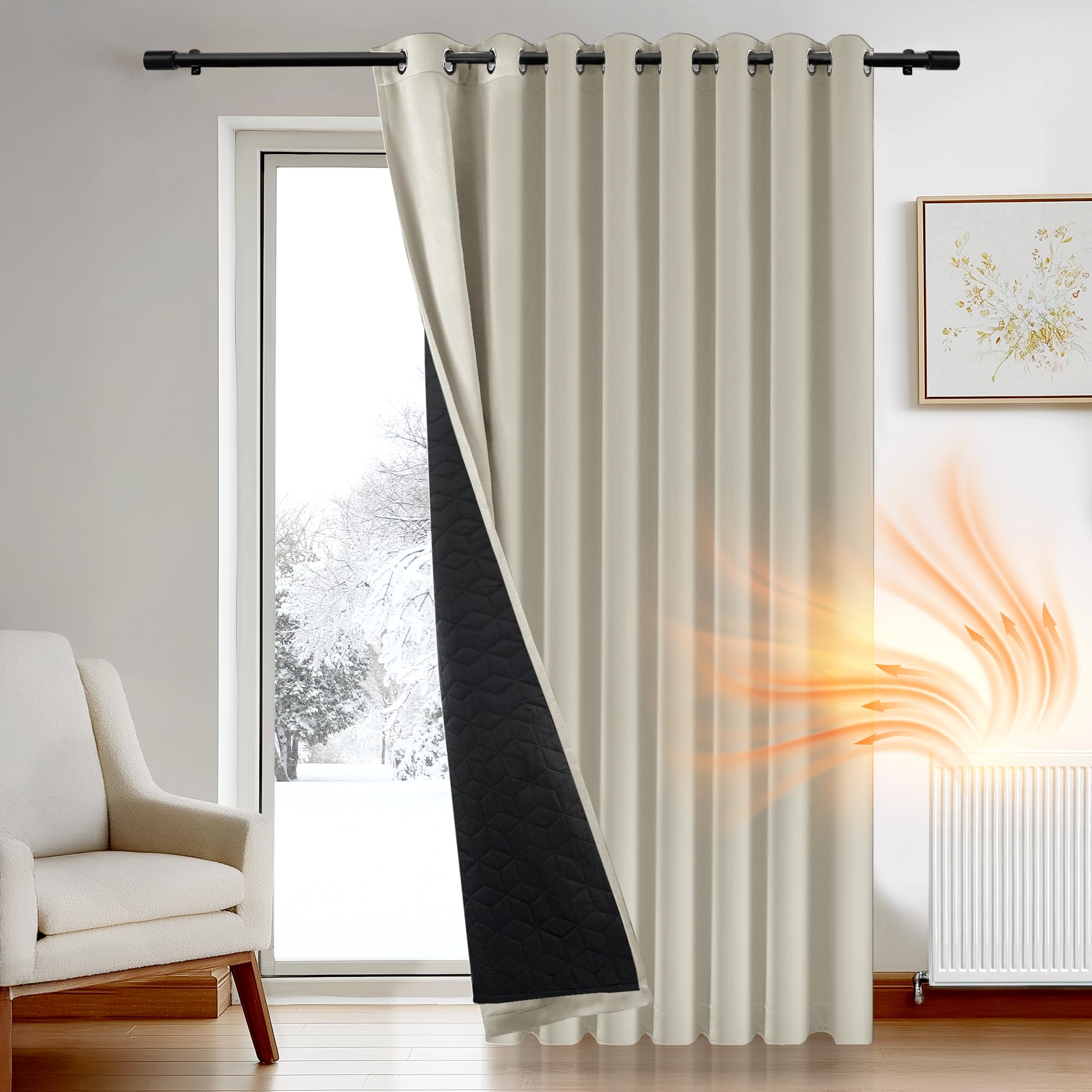 Deconovo Tenda Oscurante Termica Doppio Strato 280x160 CM, Beige Chiaro