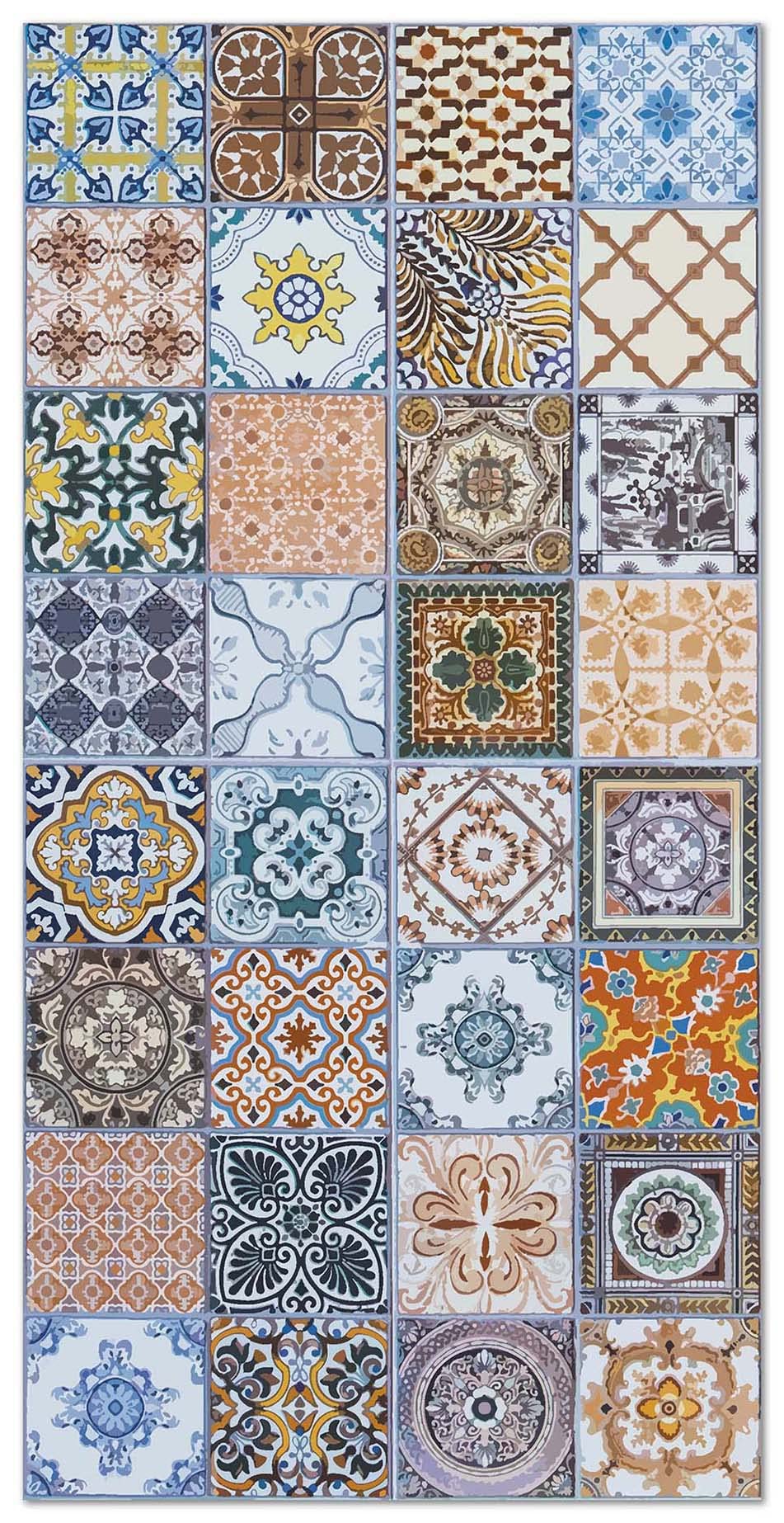 Panorama Tappeto Vinile - Modello Idraulico Nijar Originale 80x150 cm - Varie Dimensioni - Tappetino Lavabile per la Cucina - Passatoia PVC Antiscivolo