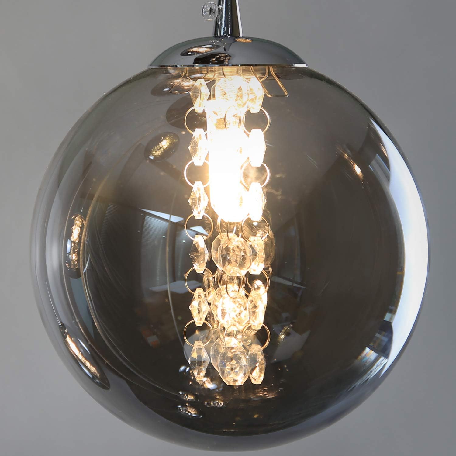 Lampada a Sospensione Moderna 6 Luci in Vetro Grigio - immagine 6