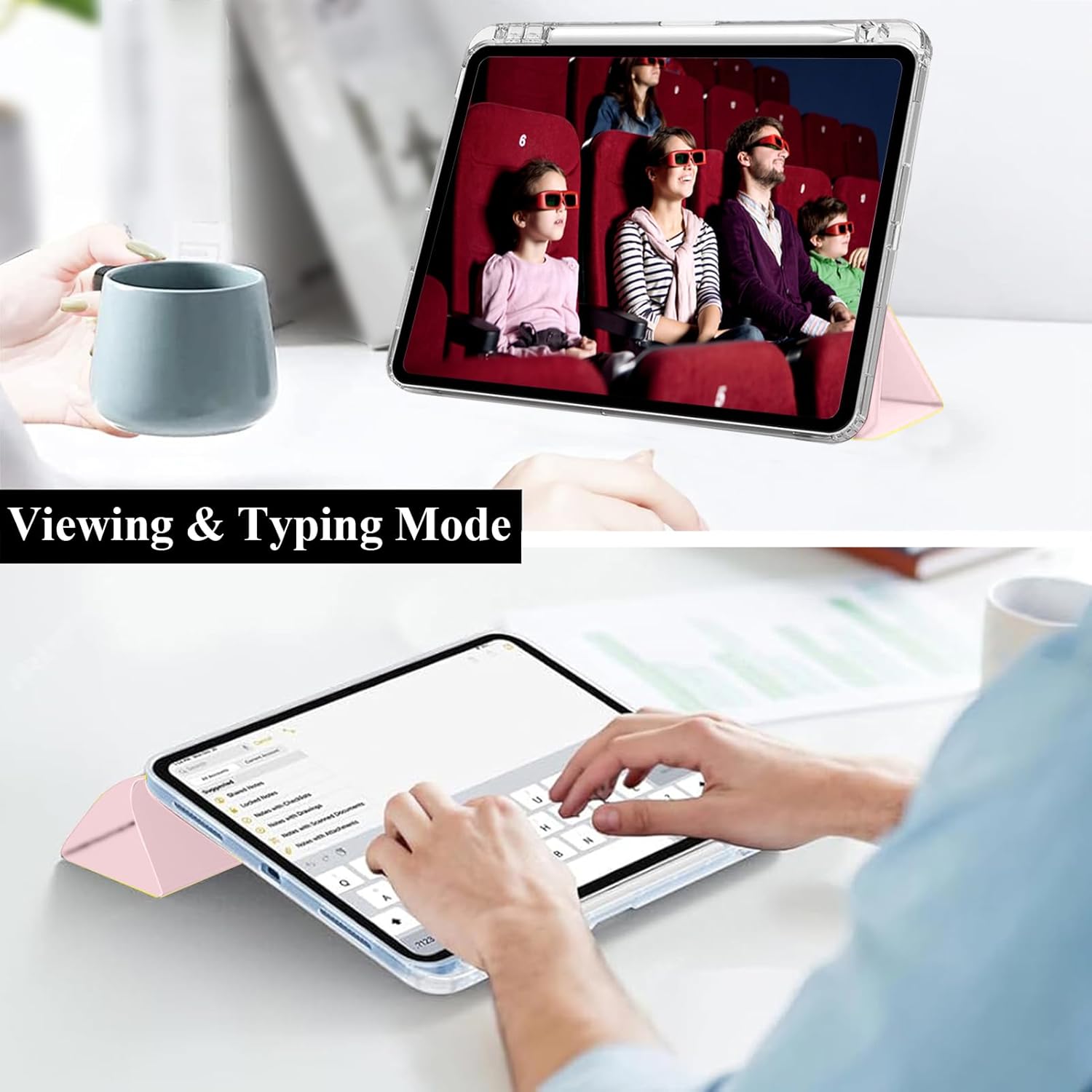 Espzanthic Custodia per iPad 11a/10a Gen (2025/2022), Rosa - immagine 7