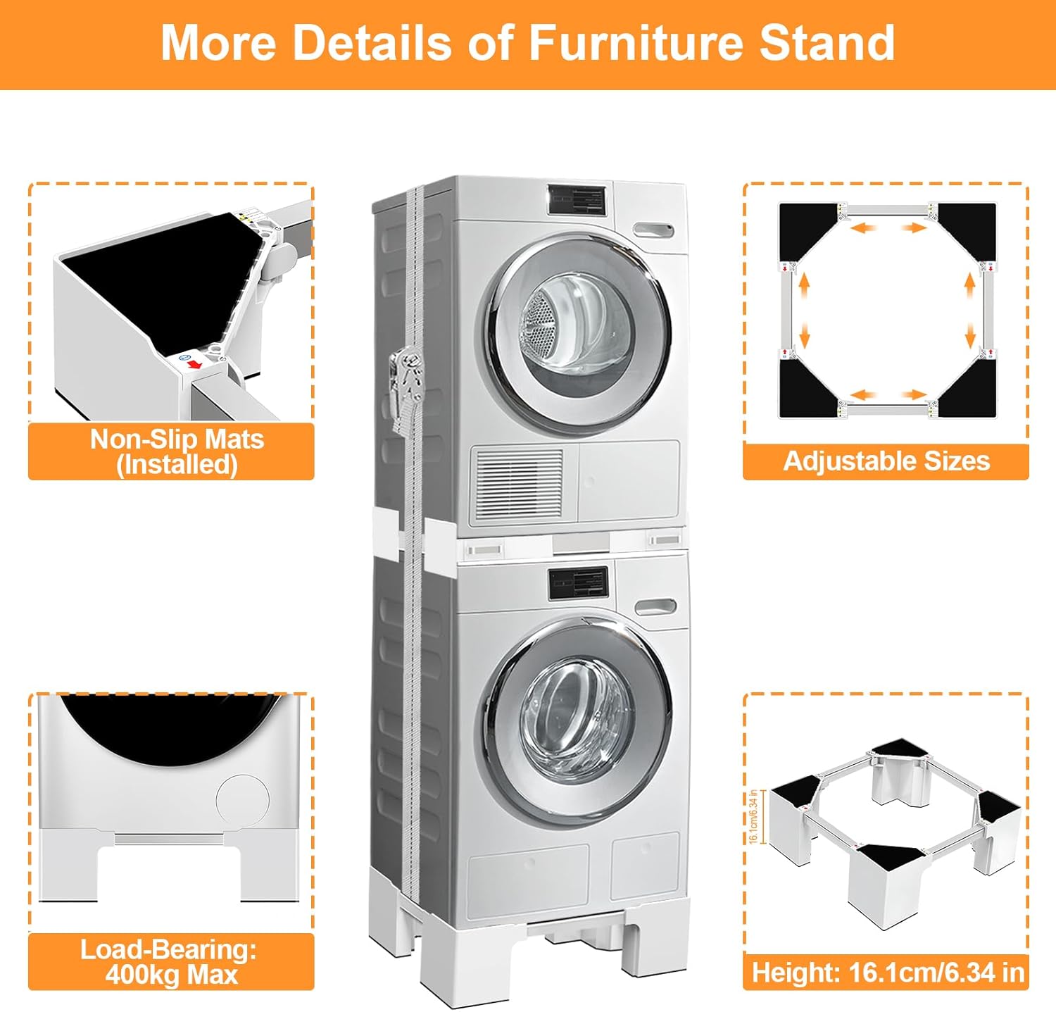 NIUXX Base Regolabile per Frigorifero, Altezza 16.1 cm - immagine 3