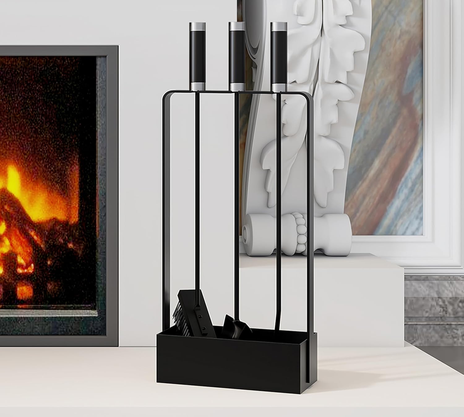 Kingson Set Attrezzi Caminetto 3 Pezzi, Nero - immagine 2