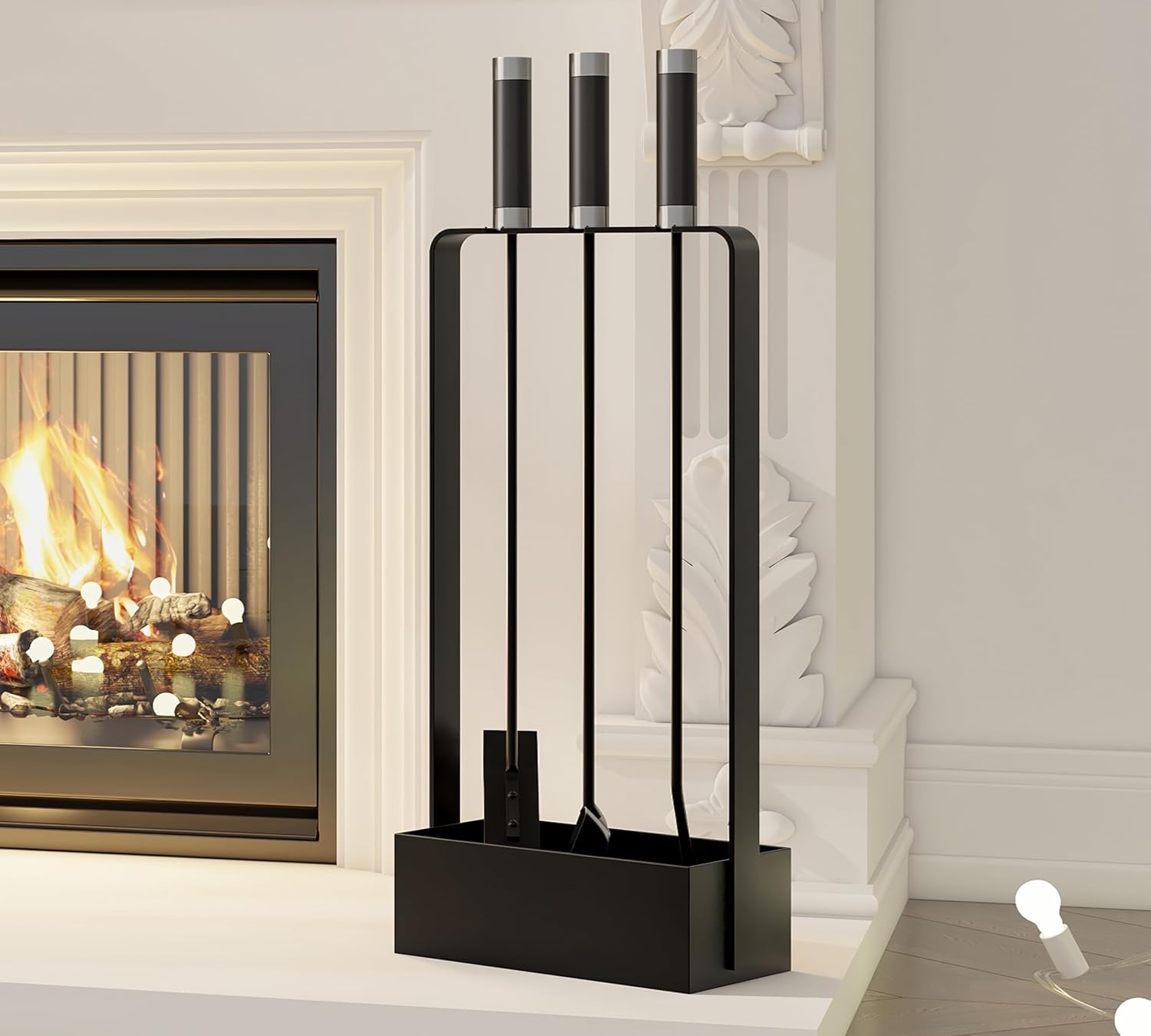 Kingson Set Attrezzi Caminetto 3 Pezzi, Nero - immagine 6