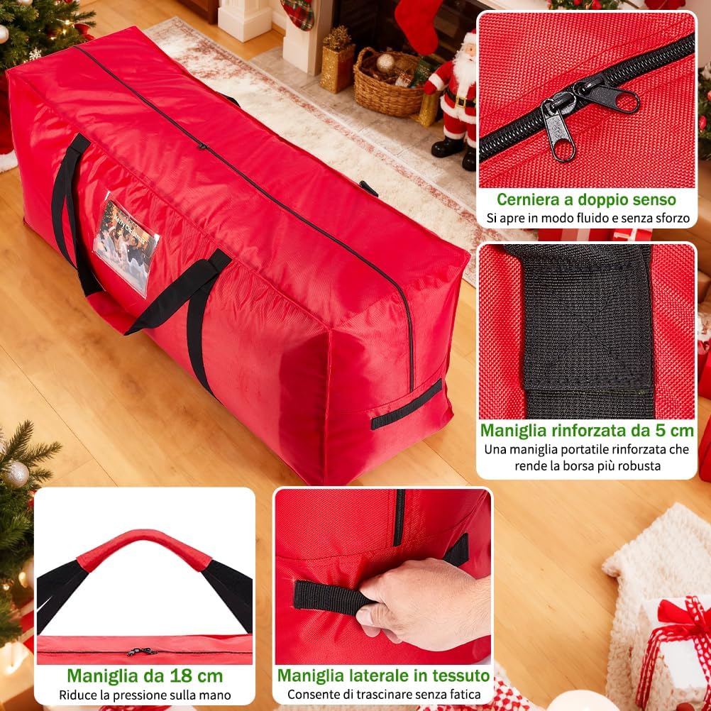 Ousfot Porta Albero di Natale 1680D Oxford, Rosso - immagine 2