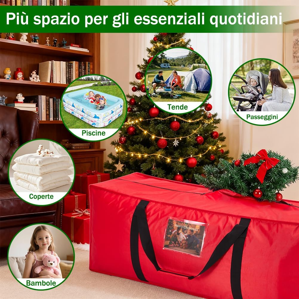 Ousfot Porta Albero di Natale 1680D Oxford, Rosso - immagine 6