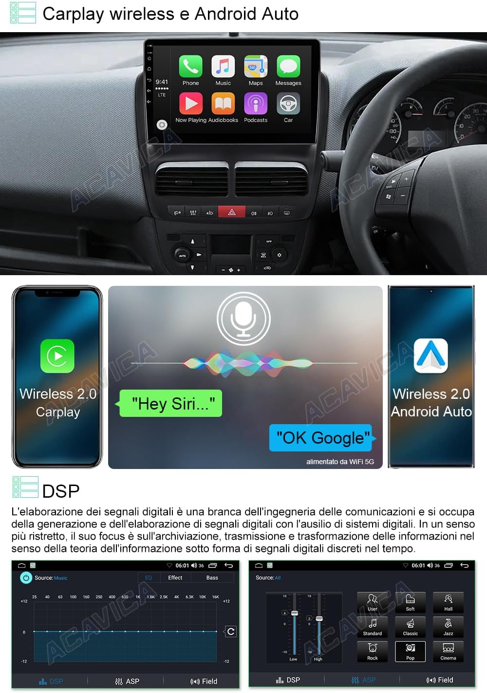 Autoradio Android 14 10.1" per Fiat Doblo MK2 2+64GB - immagine 3