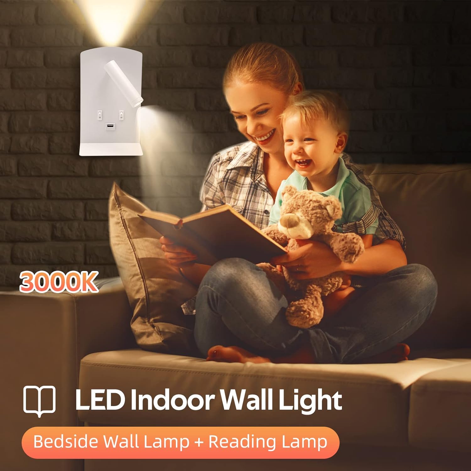 Applique LED da Parete Interno 12W con USB (2pz) - immagine 2