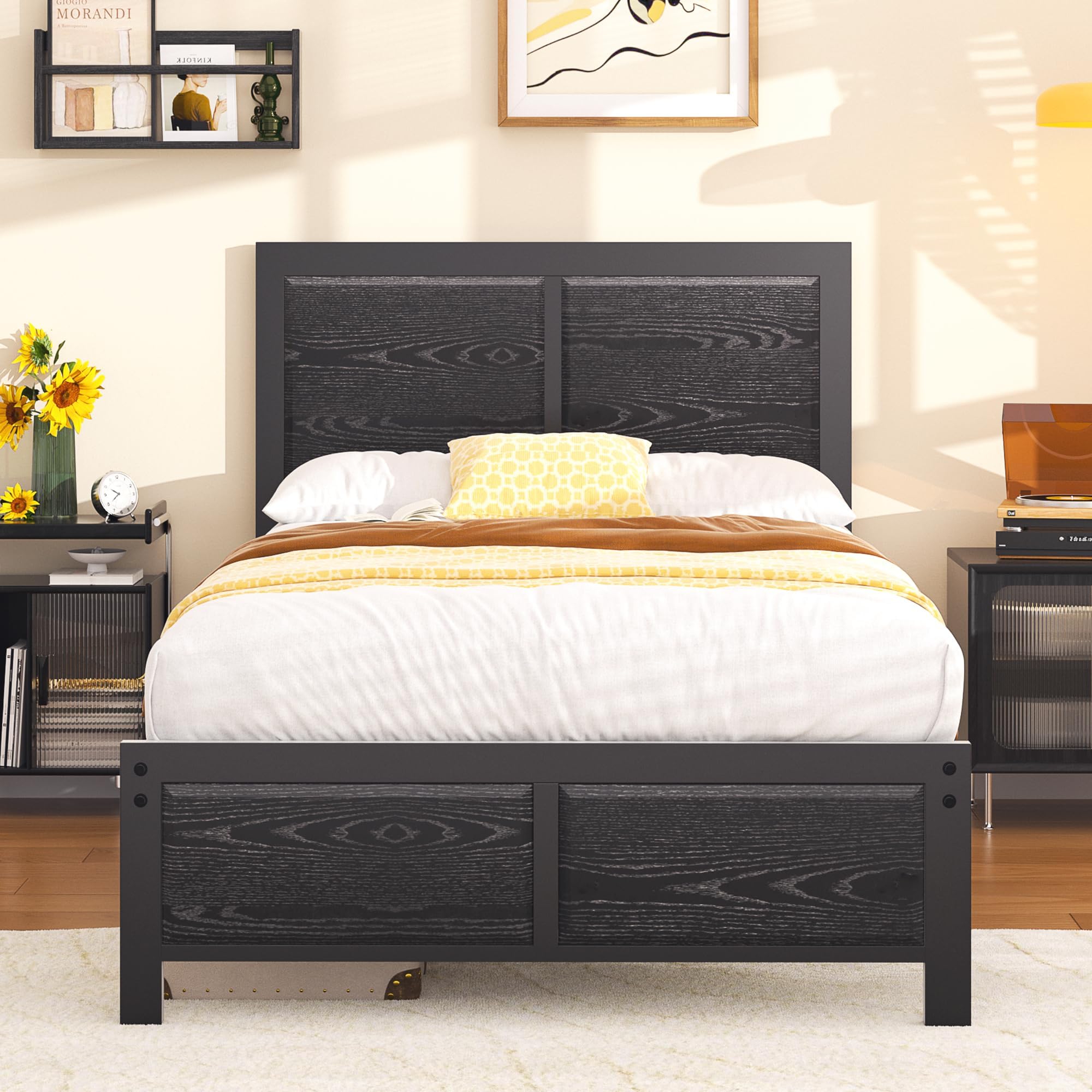 VECELO - Telaio Letto Matrimoniale 90x200 cm, Nero