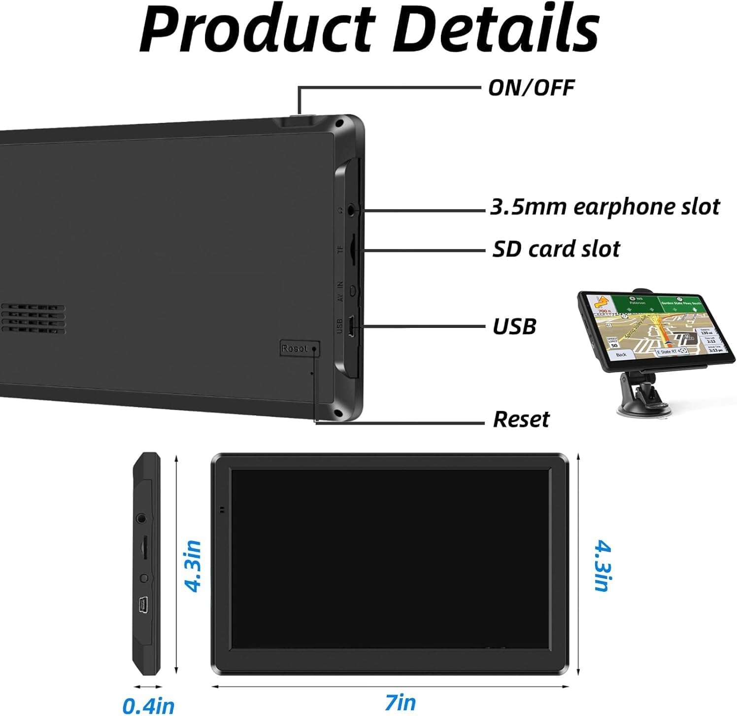 Navigatore Satellitare 2025 con Mappa Europa UK, 7" - immagine 8