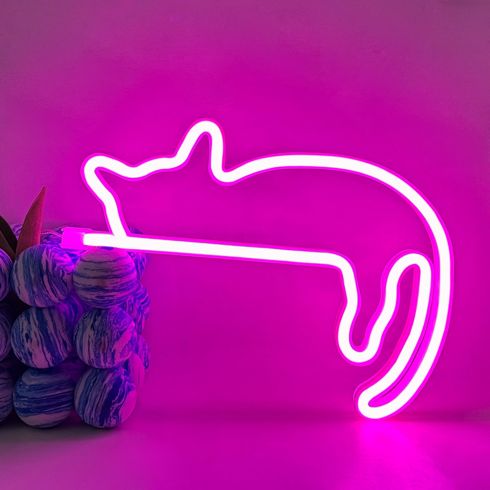 Uexnkj-y Gatto Insegne al Neon Rosa