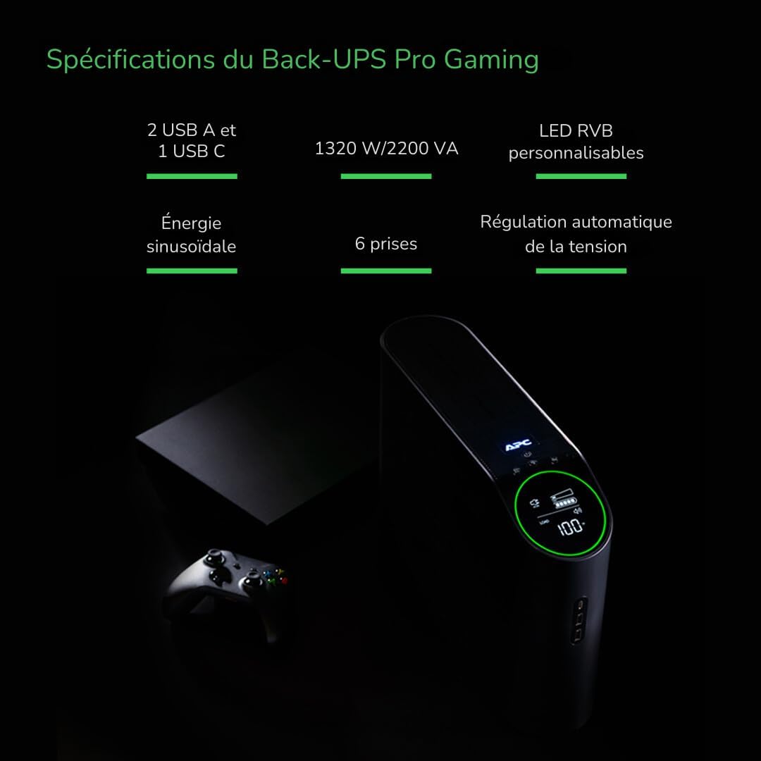 Apc Gaming Back UPS Pro 2200VA/1320W Midnight - immagine 4