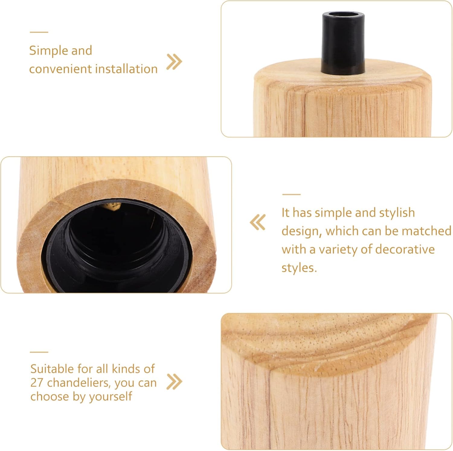 OSALADI Adattatore Lampada E27 con Base in Legno - immagine 6