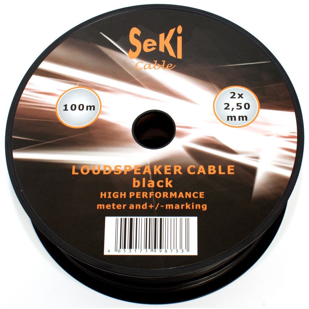 SeKi Cavo per altoparlante, 2 x 2,50 mm2, 100 m, colore: nero, CCA