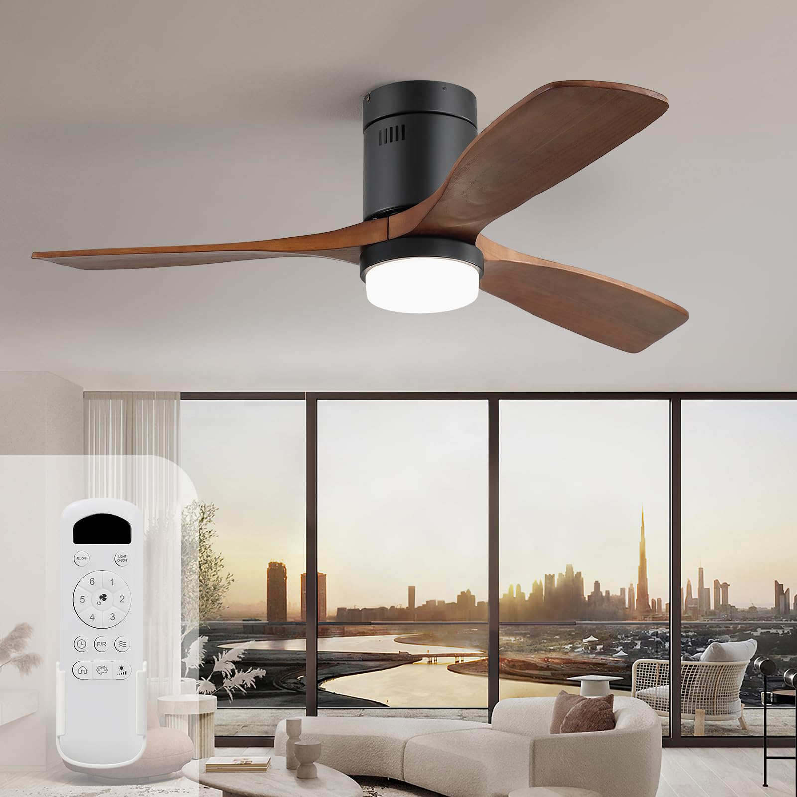 Sofucor Ventilatore da Soffitto con Luce 132 cm