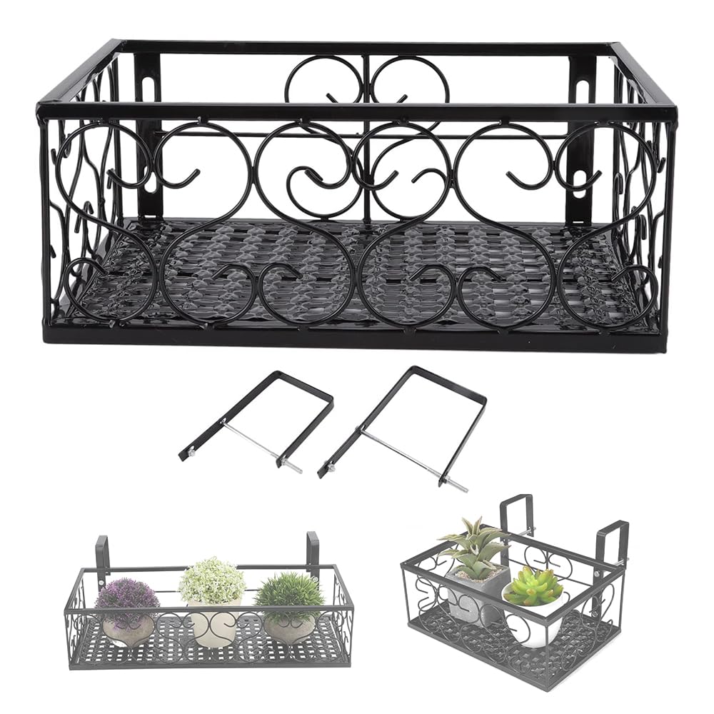 Cesto Porta Fiori Sospeso in Ferro Nero