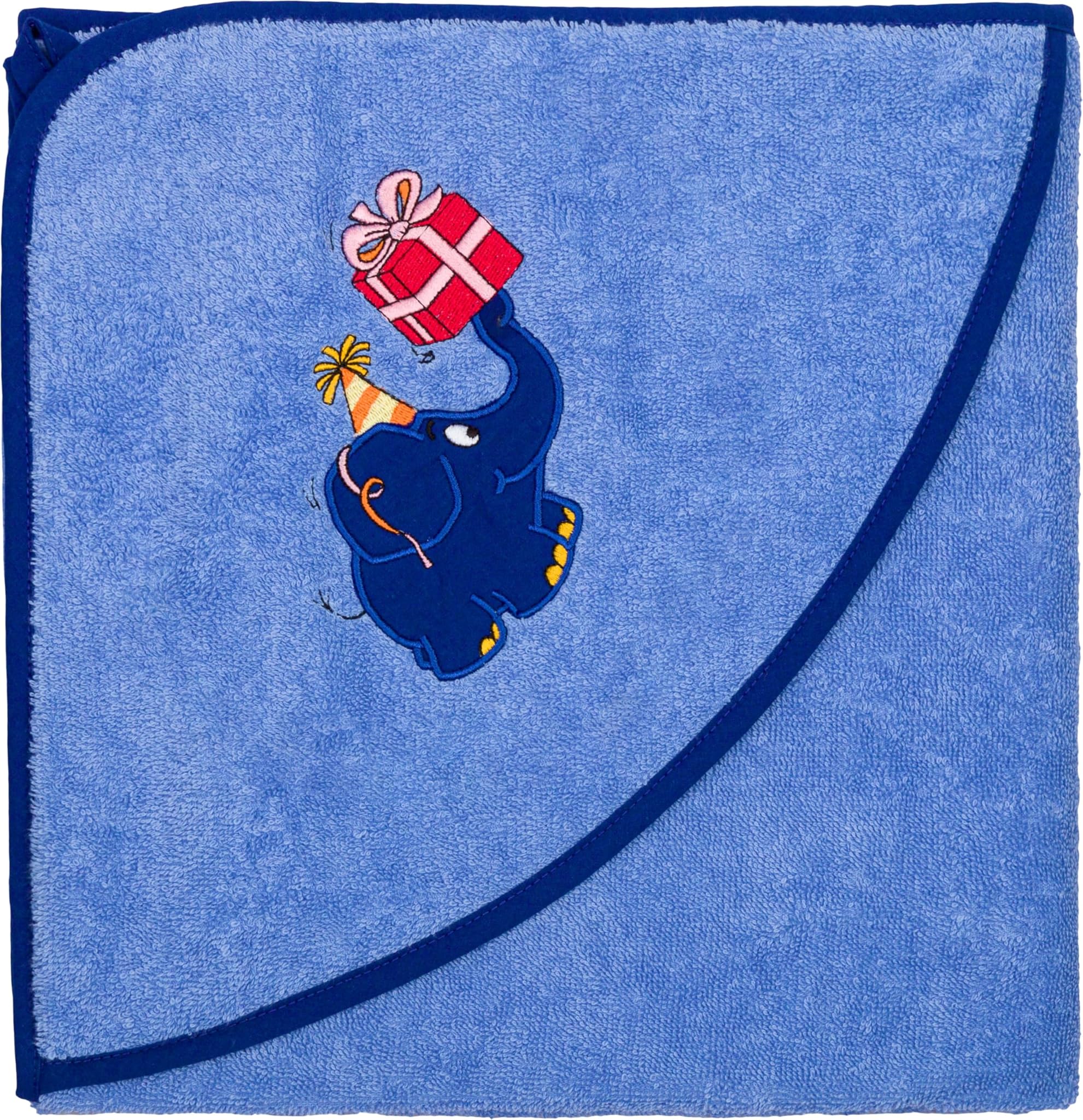 Smithy Asciugamano con Cappuccio Elefante Blu 100x100cm