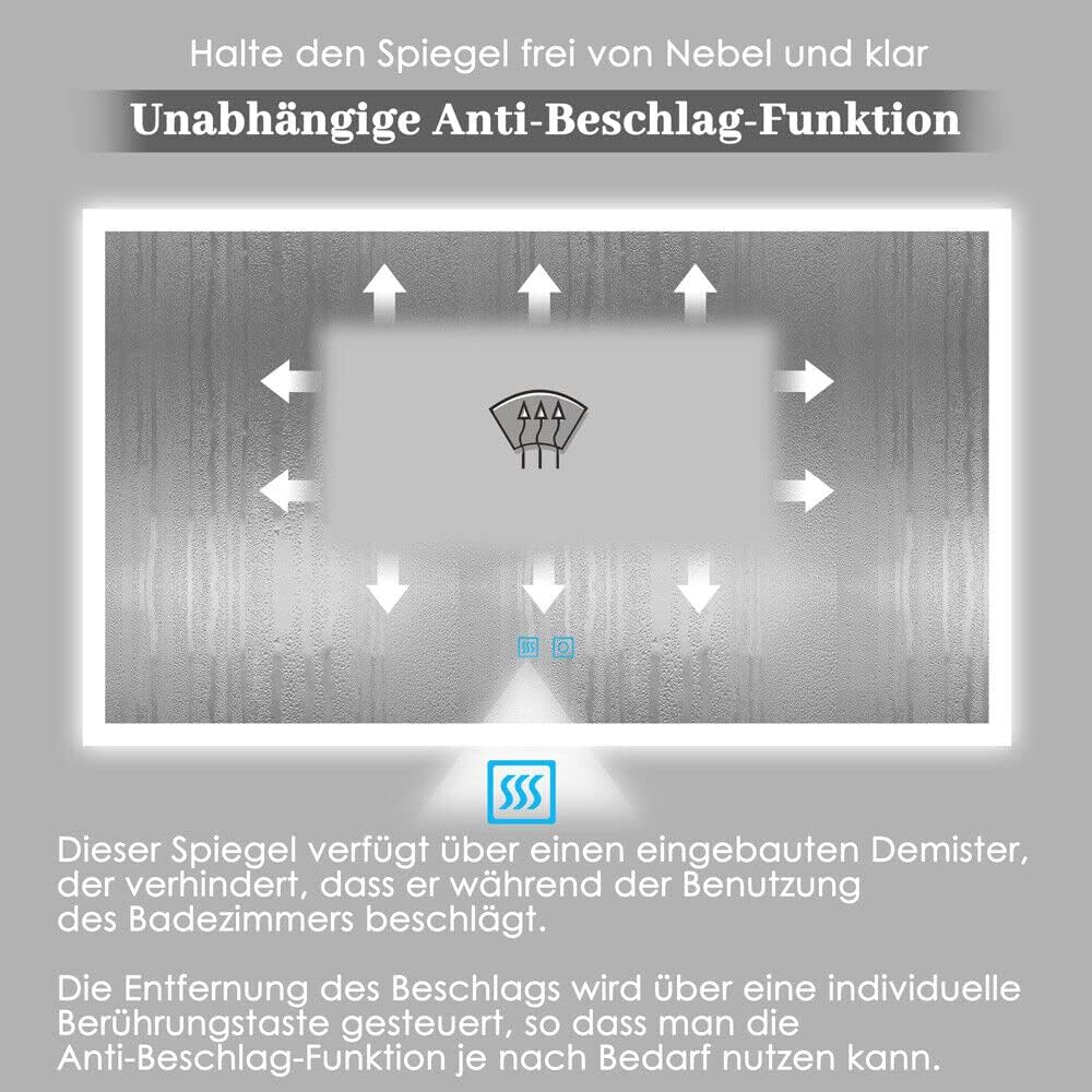 Specchio da Bagno Illuminato 50x70cm con Touch - immagine 3