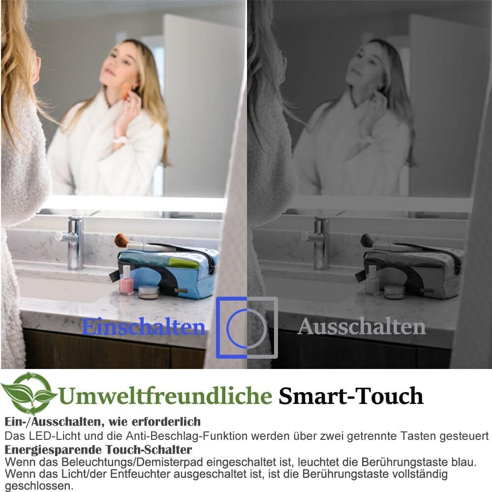 Specchio da Bagno Illuminato 50x70cm con Touch - immagine 5