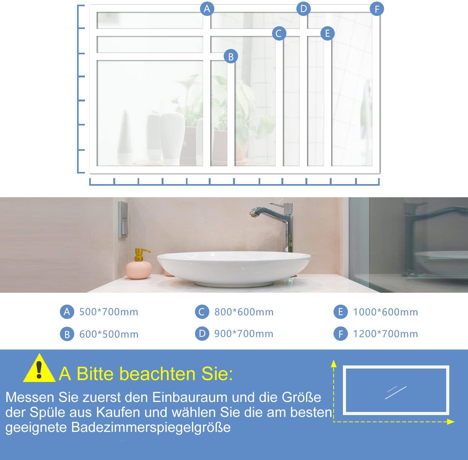 Specchio da Bagno Illuminato 50x70cm con Touch - immagine 7