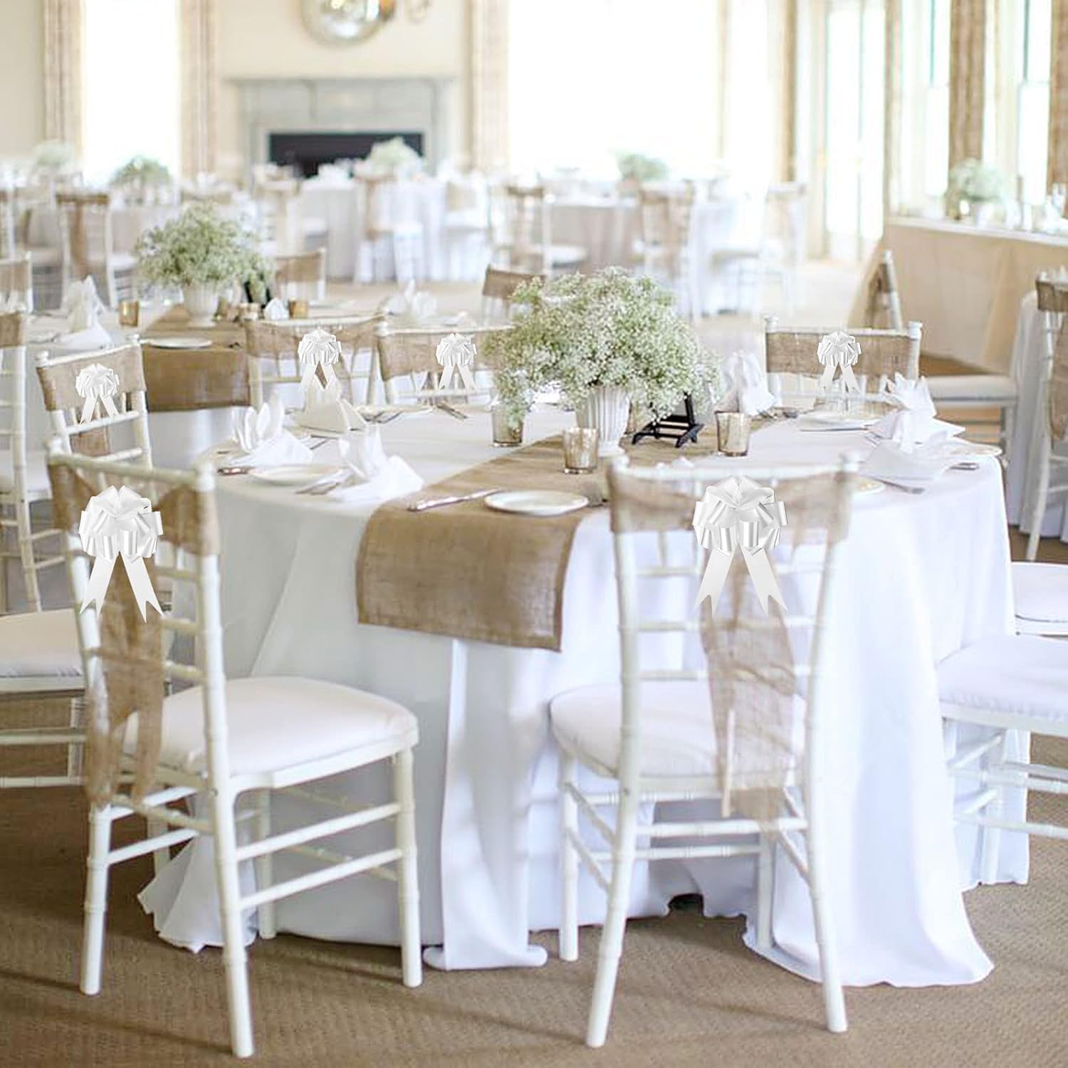 60 Coccarde Bianche Matrimonio Auto Fiocchi Decorazioni - immagine 5