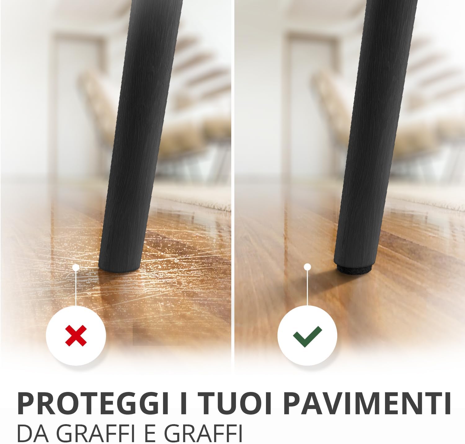 X-protector Cuscinetti in Feltro Nero, 8 pezzi - immagine 3