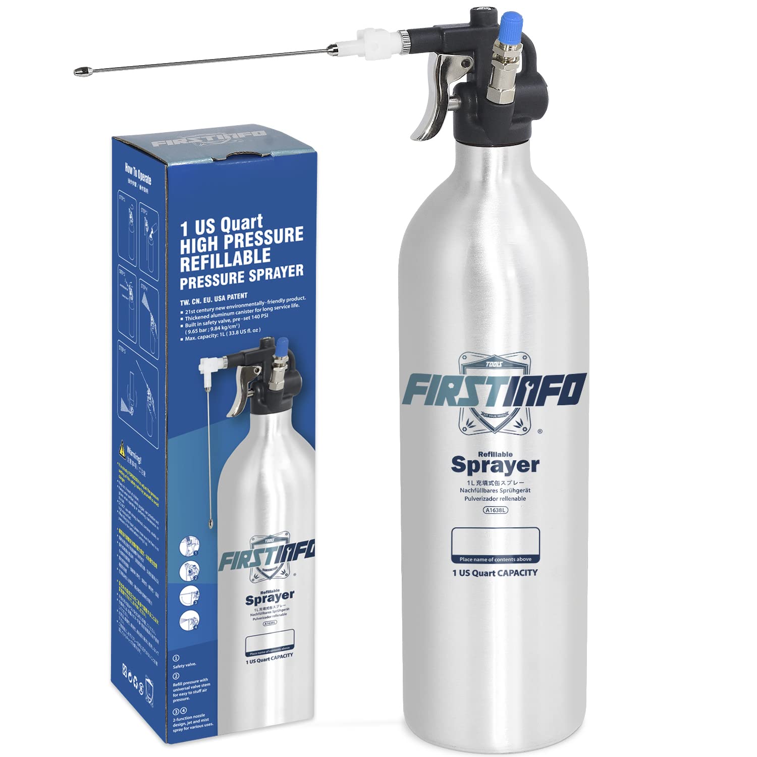 FIRSTINFO A1638L - Flacone Spruzzatore Pneumatico 1000ml